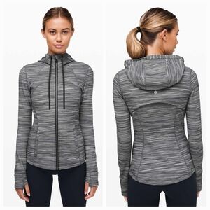 Lululemon Define Hooded Jacket Nulu Heathered .Black/White/Black. Sz 6